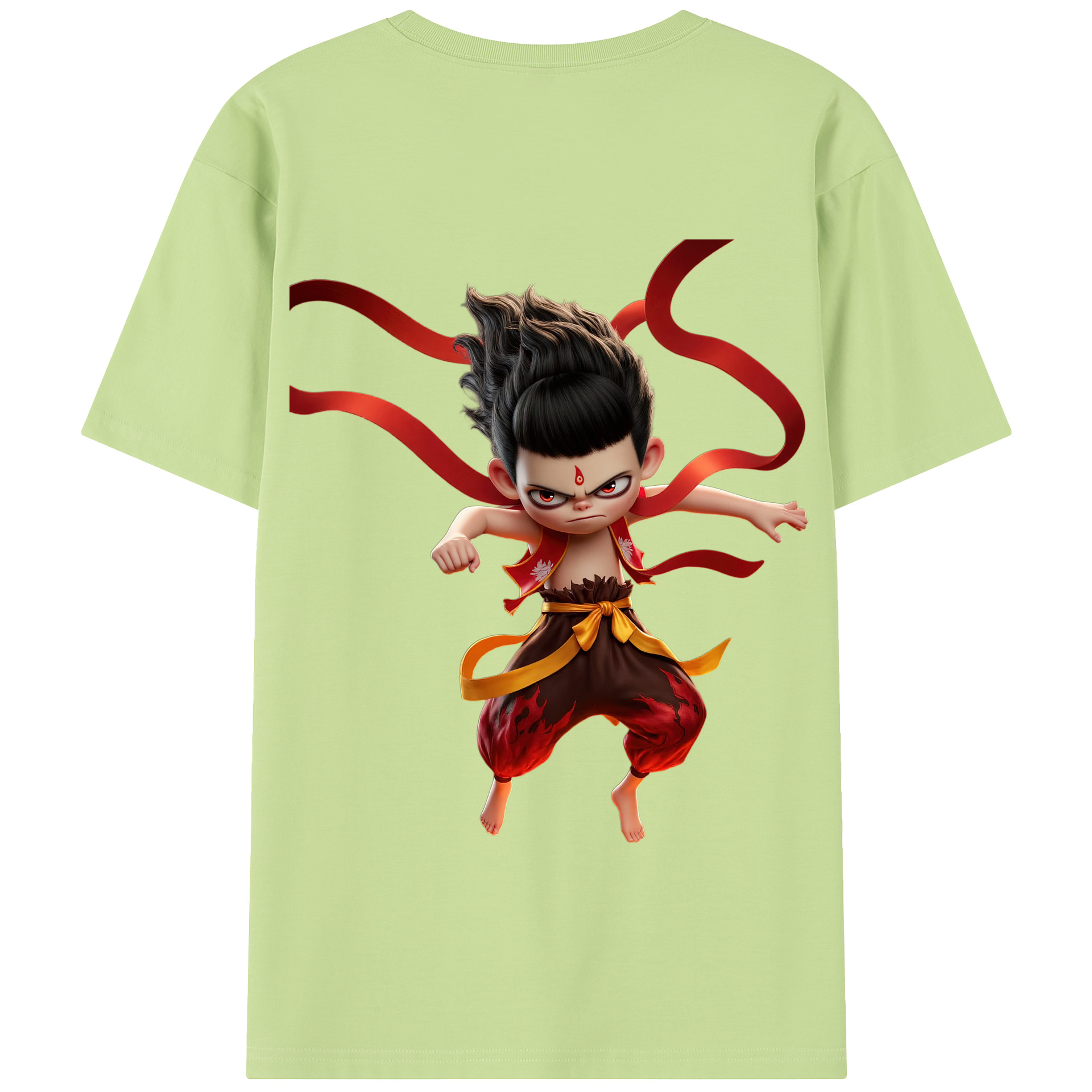 （画像用） Ne Zha 2 ナタ 魔童の大暴れ 綿100％半袖Tシャツ（背面プリント）